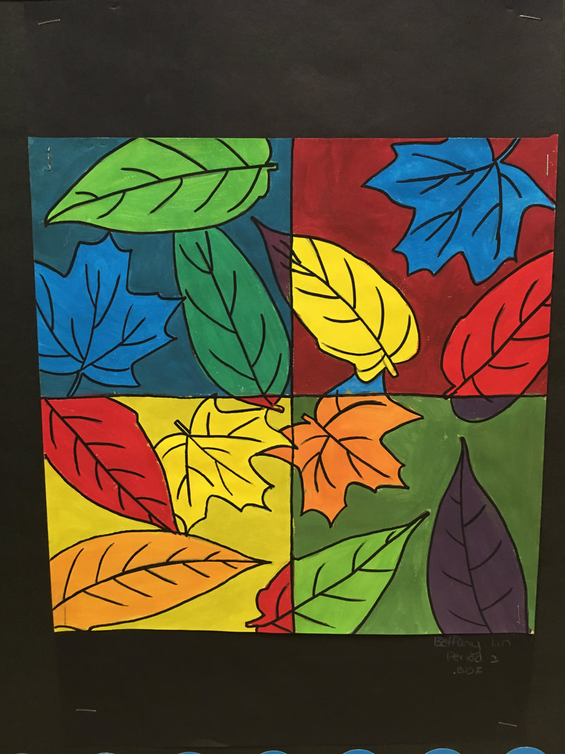 Color Theory Leaf Painting - Marlboro Middle School Art